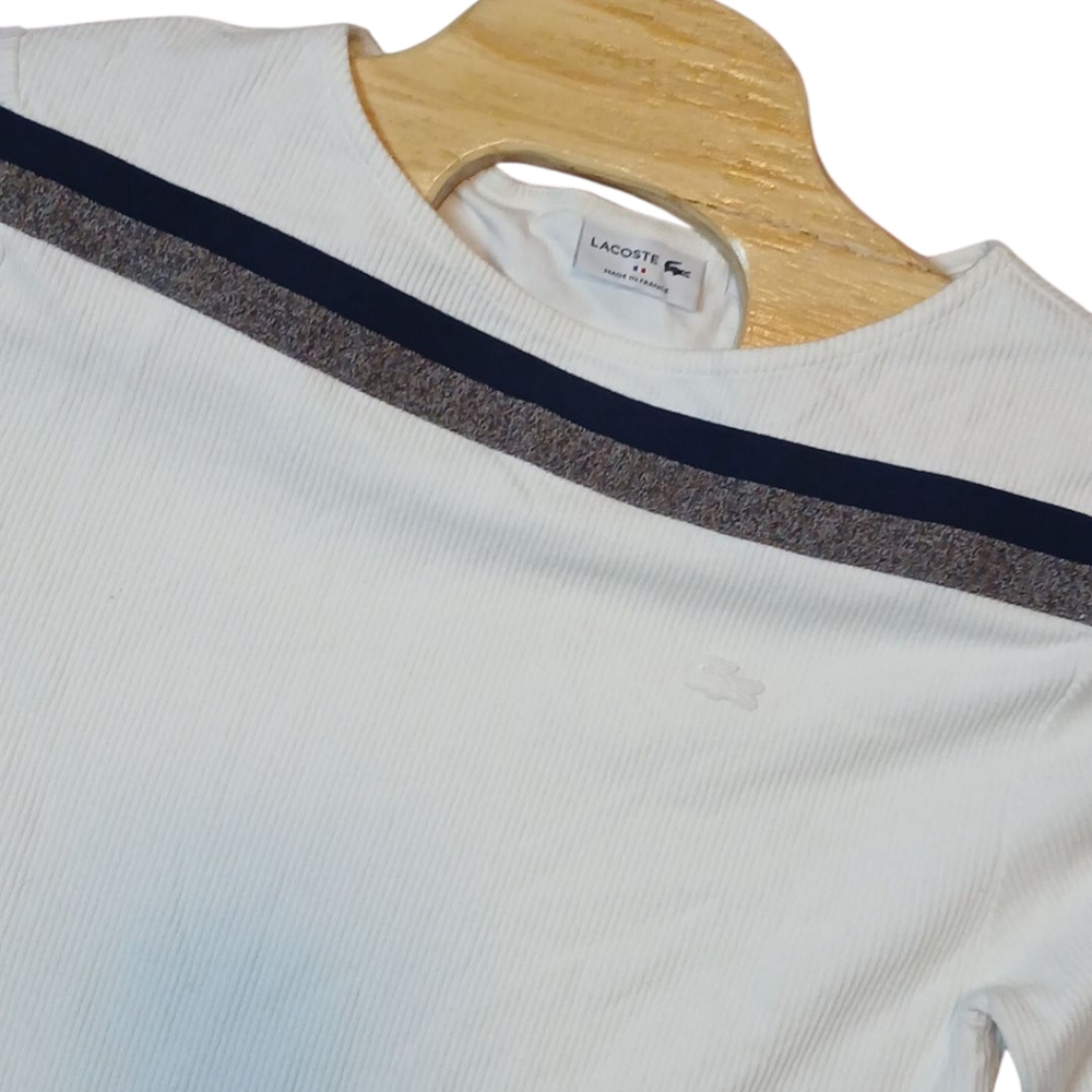 Lacoste Made In France White Knited Long Sleeve Size 42